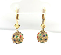 14k Yellow Gold Multi-Color Enamel Earrings (#J5360)