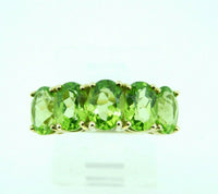 10k Yellow Gold Ring with Five Oval Genuine Natural Peridots (#J2311)