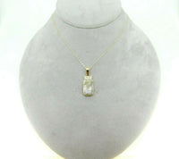 14k Gold 6.5ct Genuine Natural Gold Vein Quartz and Diamond Pendant (#J5090)