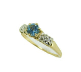 Vintage 14k Yellow Gold Genuine Natural Aquamarine and Diamond Ring (#J4631)