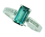 14k White Gold 1.23ct Teal Genuine Natural Tourmaline and Diamond Ring (#4584)