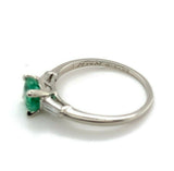 Platinum .83ct Genuine Natural Emerald and Diamond Baguette Ring (#J5562)
