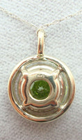 14K Gold 4.41ct Brilliant Cut Genuine Natural Peridot Pendant w/ Diamond #J2856
