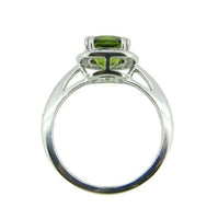 14k Gold 1.86ct Fine Genuine Natural Peridot and Diamond Halo Ring (#J4581)