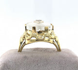 14k Yellow Gold Camphor Glass Vintage Ring Jewelry (#J5947)