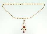 14k Yellow Gold Genuine Natural Garnet Cabochon Necklace 21 Carats (#J4190)