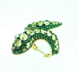 14k Yellow Gold Genuine Natural Peridot Snake Ring (#J4497)