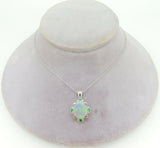 14k Gold 2.30ct Genuine Natural Opal and Emerald Pendant with 18" Chain (#4189)