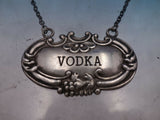 Sterling Silver Liquor Label "Vodka" with Chain 2" x 1 1/4" Vintage (#6647)