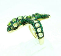 14k Yellow Gold Genuine Natural Peridot Snake Ring (#J4497)