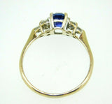 18k Yellow Gold 1 Carat Blue Genuine Natural Sapphire and Diamond Ring (#J5049)