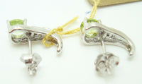 14K Gold Round Genuine Natural Peridot Earrings with Diamonds (#J2397)