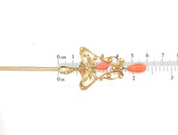 14k Yellow Gold Coral Briolette Victorian Lavaliere Necklace (#J5501)