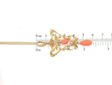 14k Yellow Gold Coral Briolette Victorian Lavaliere Necklace (#J5501)