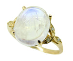 14k Gold 4.8ct Rainbow Genuine Natural Moonstone Diamond Ring Jewelry (#J4726)