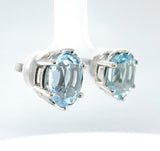 Platinum Oval 5.38ct TW Genuine Natural Aquamarine Stud Earrings (#J6472)