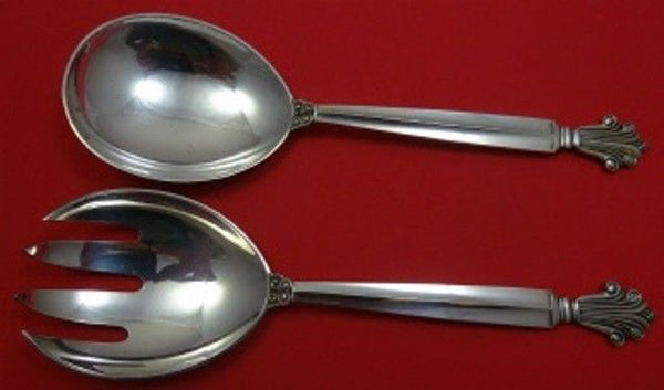 Acanthus by Georg Jensen Sterling Silver Salad Serving Set 2pc FH AS 8"