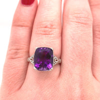 14k White Gold 4.54ct Deep Purple Genuine Natural Amethyst Ring (#J5751)