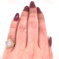 10k Yellow Gold 5 Carat Cat's Eye Genuine Natural Moonstone Ring (#J5670)