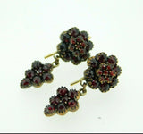 Genuine Natural Bohemian Garnet Dangle Earrings Rose Cut 14k Gold Hooks (#J4507)