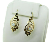 10k Yellow Gold Retro Pierced Genuine Natural Opal Earrings (#J4758)