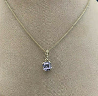 Platinum 1.49ct Asscher Genuine Natural Ceylon Sapphire Pendant (#J5271)