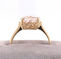5.21ct Yellow Gold Oval Genuine Natural Morganite Solitaire Ring (#J5791)