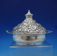 Shiebler Sterling Silver Butter Dome w/ Lid Repousse Flowers 4 3/4" Tall (#6757)