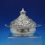 Shiebler Sterling Silver Butter Dome w/ Lid Repousse Flowers 4 3/4" Tall (#6757)