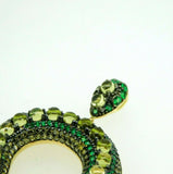 Large 14k Yellow Gold Genuine Natural Peridot Snake Pendant Enhancer (#J4464)