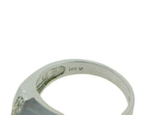14k White Gold Square Genuine Natural Chalcedony Ring with Diamonds (#J3514)