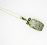 14k Gold 6.5ct Genuine Natural Gold Vein Quartz and Diamond Pendant (#J5090)