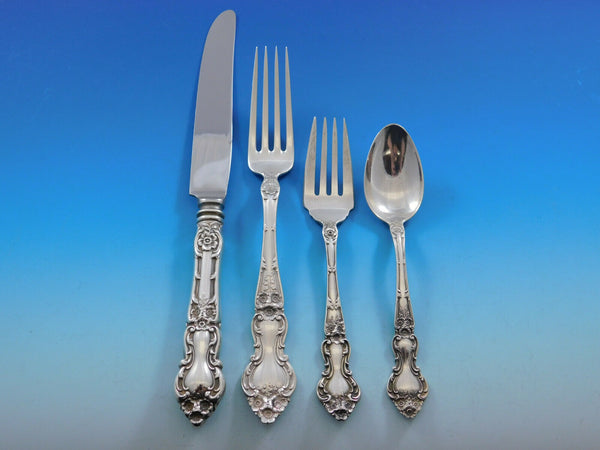 Meadow Rose by Watson/Wallace Sterling Silver Flatware Set Service 52 pcs Dinner