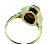 10k Yellow Gold Fire Genuine Natural Agate Ring with Rose Gold Flowers (#J4645)