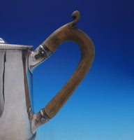 Georgian English Silver Tea Pot with Wood Handle and Beaded Border (#4247)