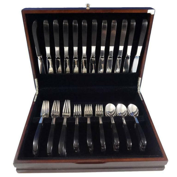 Contrast by Lunt Sterling Silver Flatware Set Service 48 Pcs Mid-Century Modern