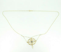 Art Deco 14k Yellow Gold Festoon Lavaliere Necklace with Pearls (#J4351)