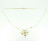 Art Deco 14k Yellow Gold Festoon Lavaliere Necklace with Pearls (#J4351)