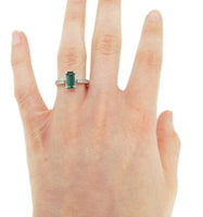 14k White Gold 1.23ct Teal Genuine Natural Tourmaline and Diamond Ring (#4584)