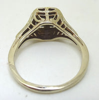 Charming 14k Gold Deco Filigree Genuine Natural Sapphire Ring (#J401)