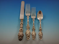 Lily by Whiting Sterling Silver Flatware Set for 12 Service 125 pcs Dinner Old