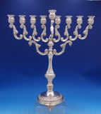 Judaica by Unknown Sterling Silver Hanukkah Menorah 9 lights Ornate Footed #7083
