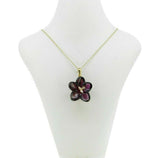 14k Yellow Gold Carved Genuine Natural Garnet Flower Pendant (#J3130)