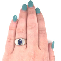 14k White Gold 1.53ct Genuine Natural Sapphire Men's Ring Jewelry (#J5833)