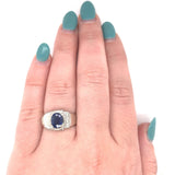 14k White Gold 1.53ct Genuine Natural Sapphire Men's Ring Jewelry (#J5833)