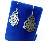 935 Sterling Custom Laser Cut Earrings Chrysanthemum Flower Damask (#J4404)