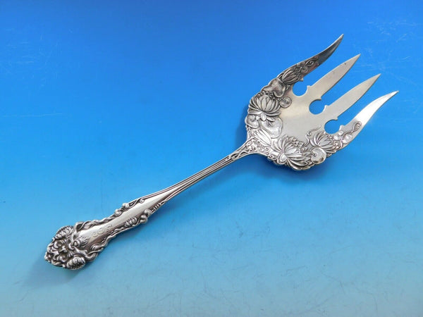 Cleone by International Sterling Silver Salad Serving Fork Flowers 8 1/2"