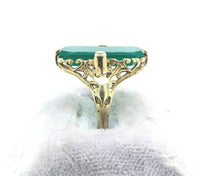 14k Yellow Gold Genuine Natural Chrysoprase Green Onyx Filigree Ring (#J5358)