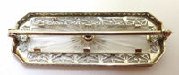 14k Gold Art Deco Genuine Natural Quartz Pin Diamond & Enamel (#J3567)