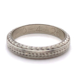 18k White Gold Men's Wedding Ring Chevron Band Jewelry Engraved 1926 (#J5731)